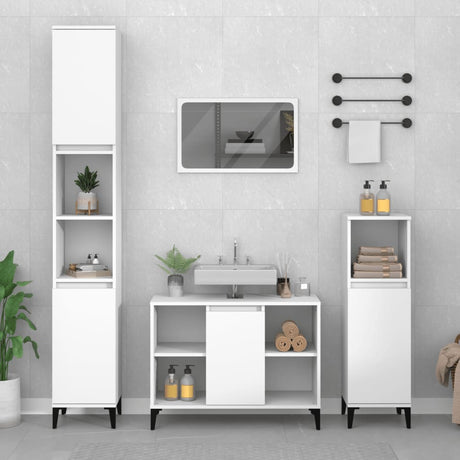3 Piece Bathroom Furniture Set Engineered Wood