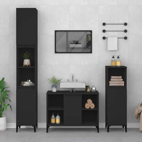 3 Piece Bathroom Furniture Set Engineered Wood
