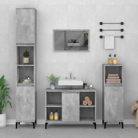 3 Piece Bathroom Furniture Set Engineered Wood
