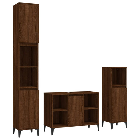3 Piece Bathroom Furniture Set Engineered Wood