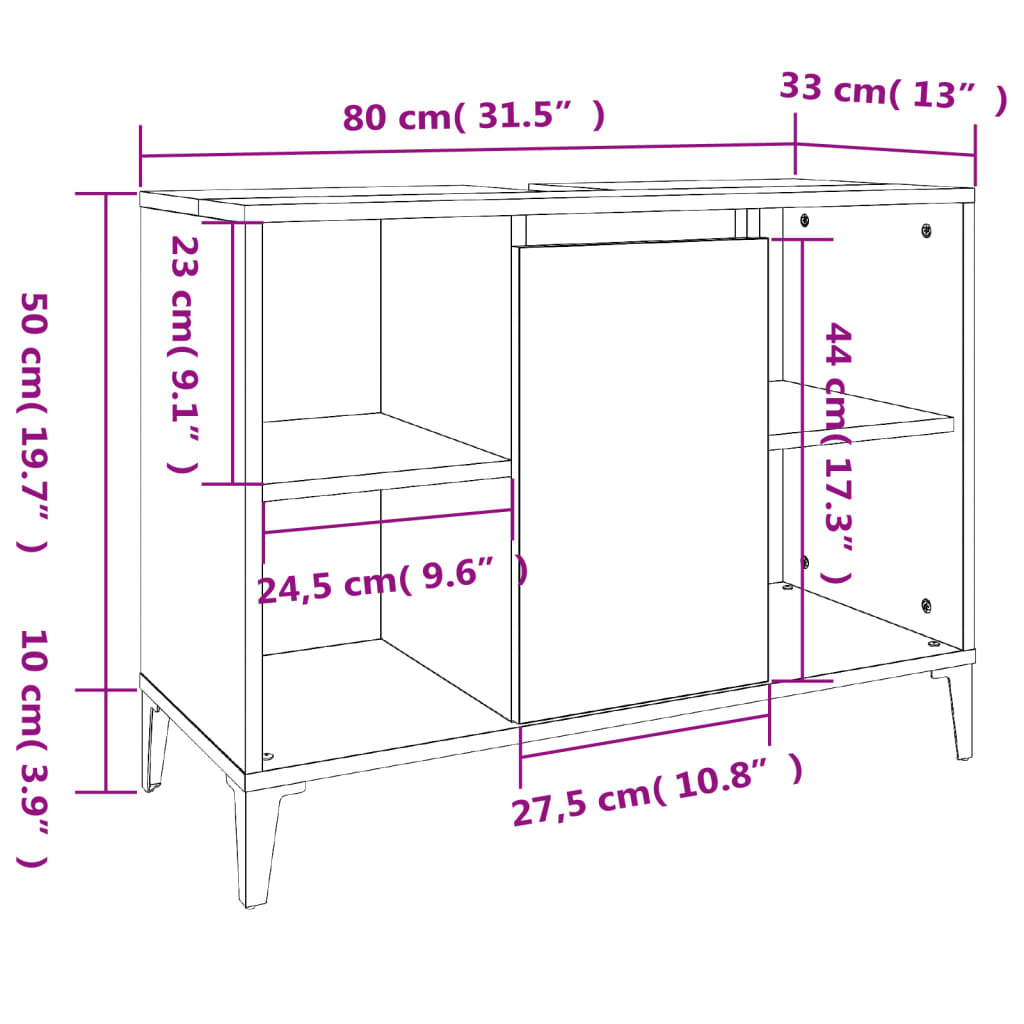 3 Piece Bathroom Furniture Set Engineered Wood