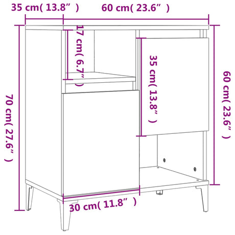 Sideboards 2 Pcs 60X35X70 Cm Engineered Wood