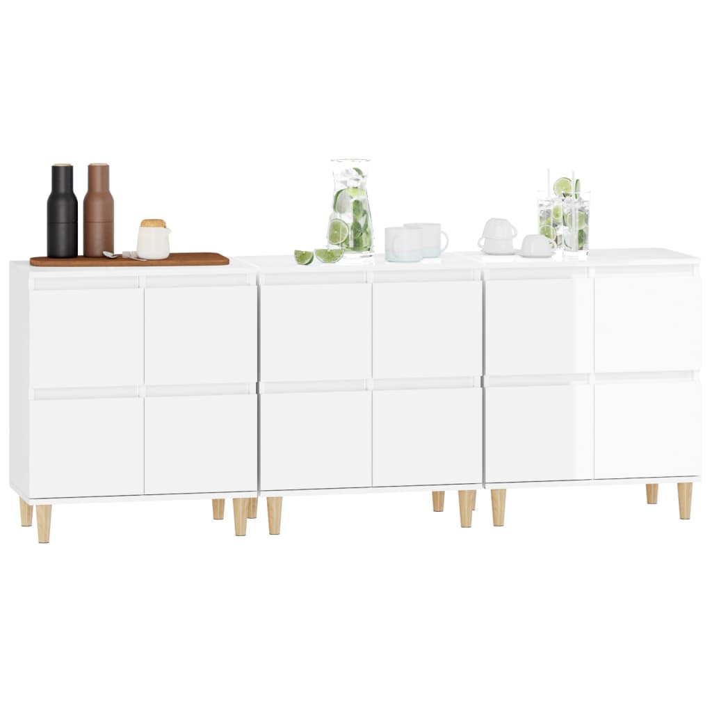 Sideboards 3 Pcs 60X35X70 Cm Engineered Wood