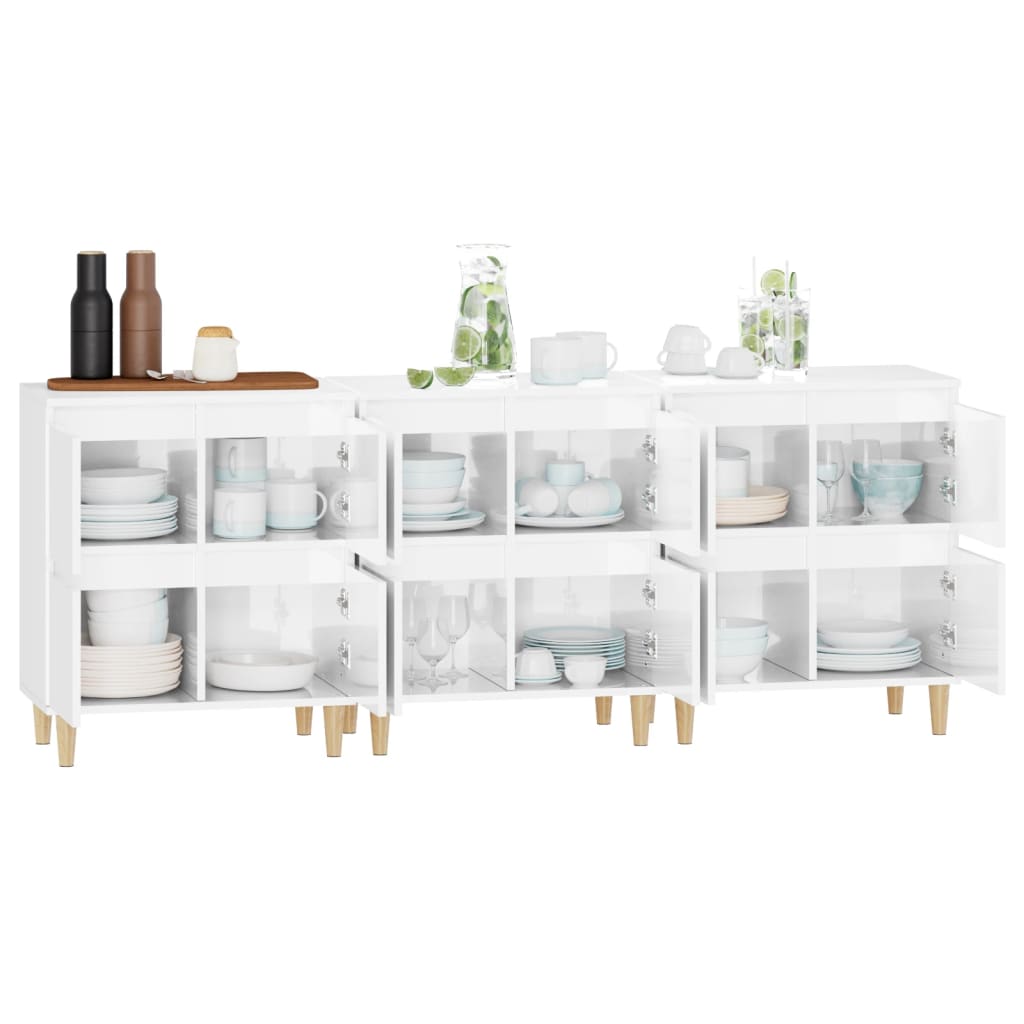 Sideboards 3 Pcs 60X35X70 Cm Engineered Wood