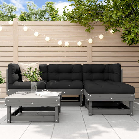 5 Piece Garden Lounge Set Solid Wood Pine