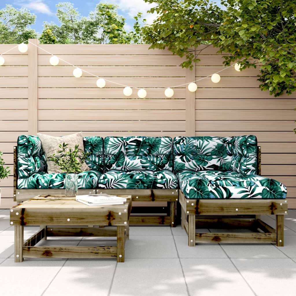 5 Piece Garden Lounge Set Solid Wood Pine