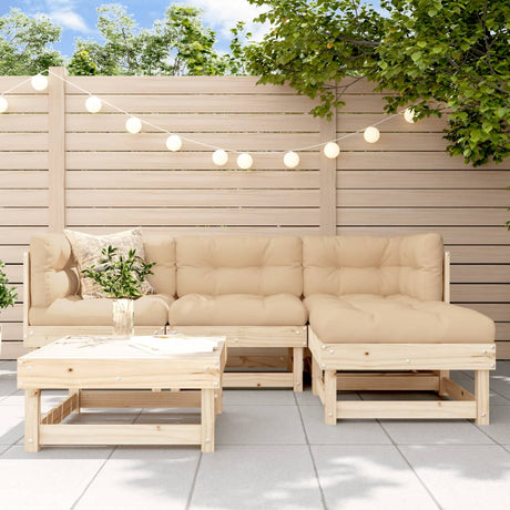 5 Piece Garden Lounge Set Solid Wood Pine