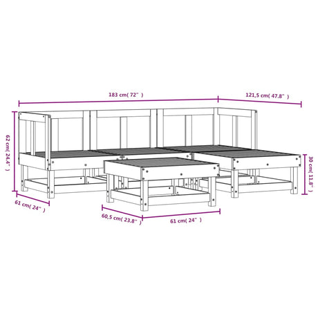 5 Piece Garden Lounge Set Solid Wood Pine