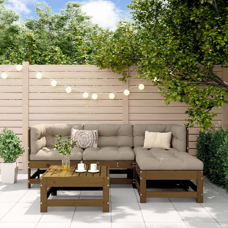 5 Piece Garden Lounge Set Solid Wood Pine