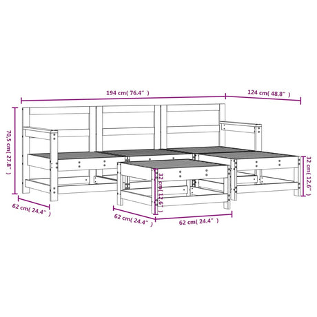 5 Piece Garden Lounge Set Solid Wood Pine