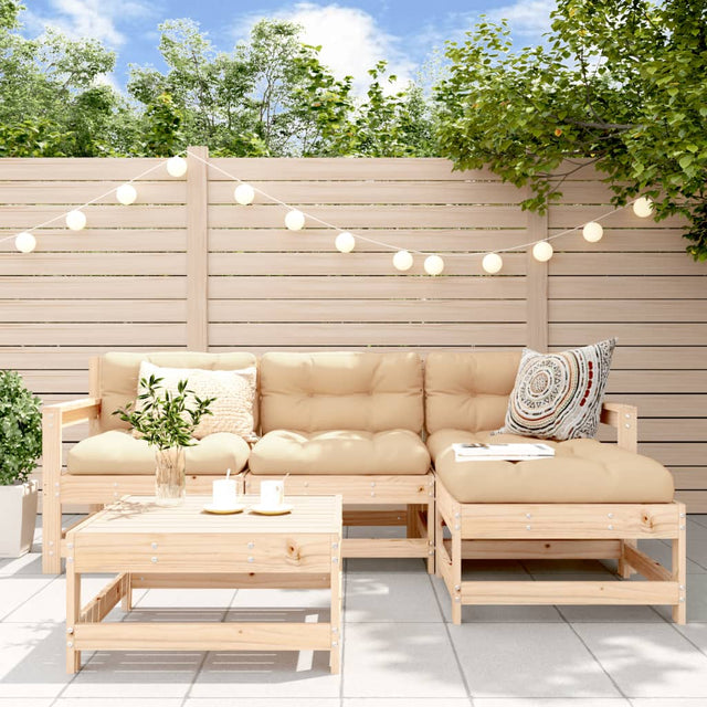 5 Piece Garden Lounge Set Solid Wood Pine