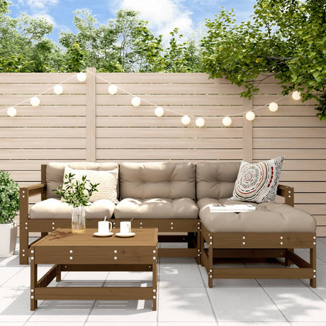 5 Piece Garden Lounge Set Solid Wood Pine