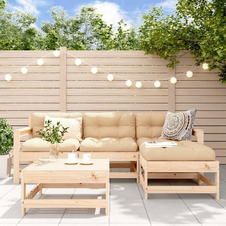 5 Piece Garden Lounge Set Solid Wood Pine