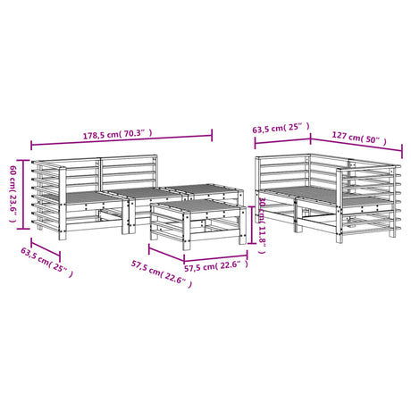 6 Piece Garden Lounge Set Solid Wood Pine