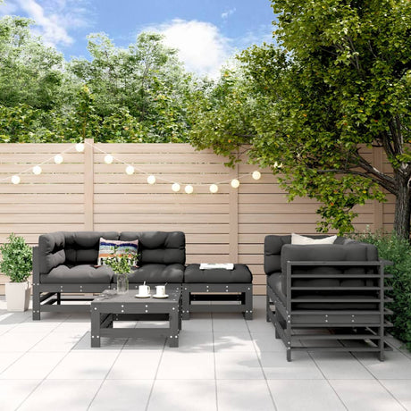 6 Piece Garden Lounge Set Solid Wood Pine
