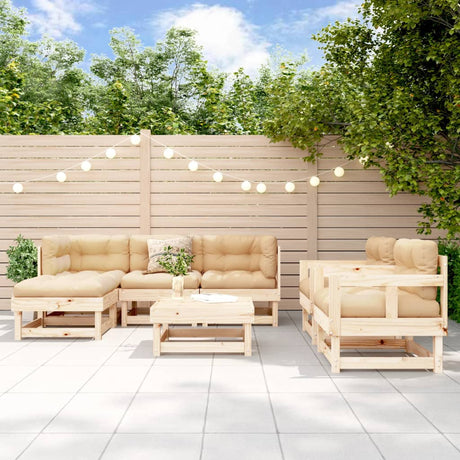 7 Piece Garden Lounge Set Solid Wood Pine