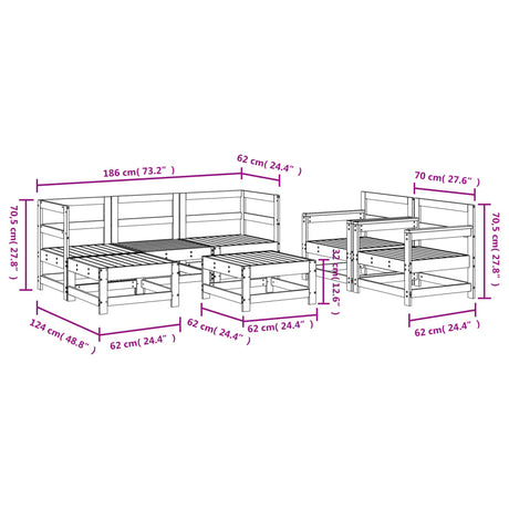 7 Piece Garden Lounge Set Impregnated Wood Pine