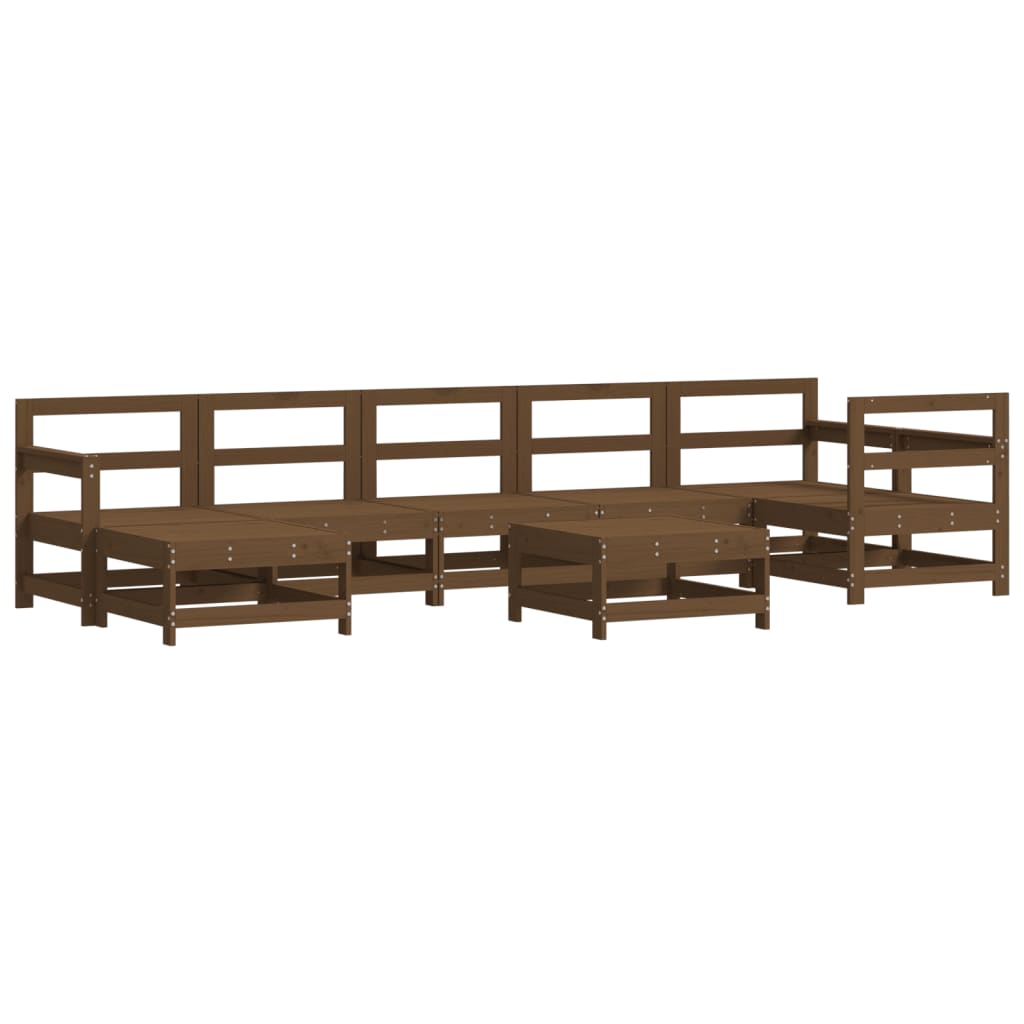 8 Piece Garden Lounge Set Honey Brown Solid Wood Pine