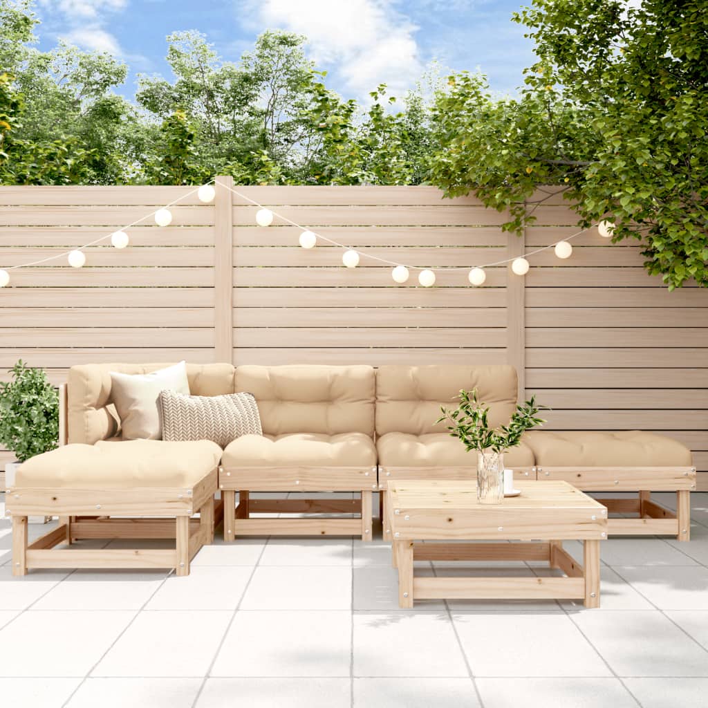 6 Piece Garden Lounge Set Solid Wood Douglas