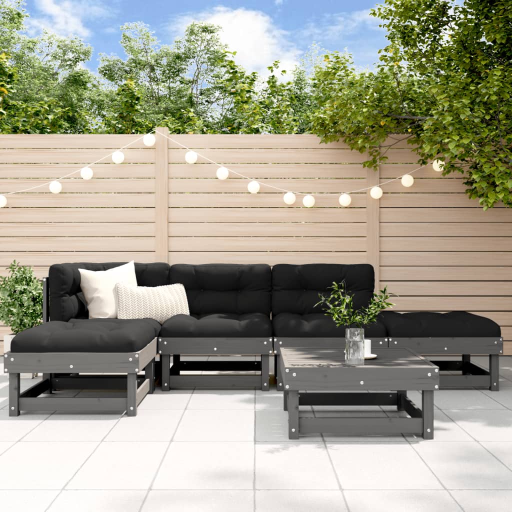 6 Piece Garden Lounge Set Solid Wood Douglas