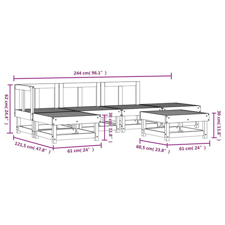 6 Piece Garden Lounge Set Solid Wood Douglas