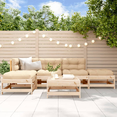 6 Piece Garden Lounge Set Solid Wood Pine