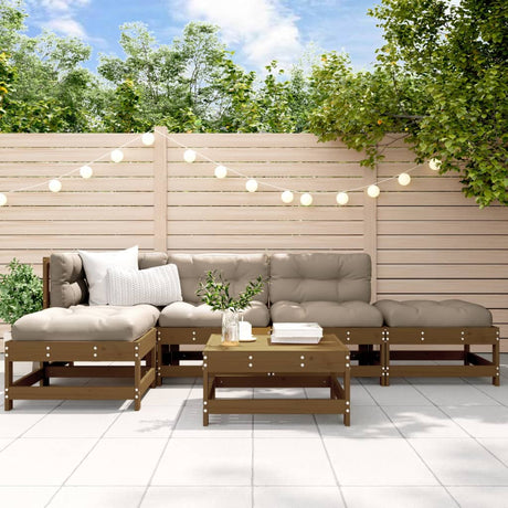 6 Piece Garden Lounge Set Solid Wood Pine