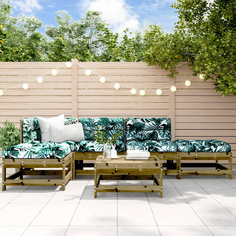 6 Piece Garden Lounge Set Solid Wood Pine