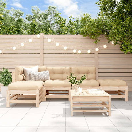 6 Piece Garden Lounge Set Solid Wood Douglas