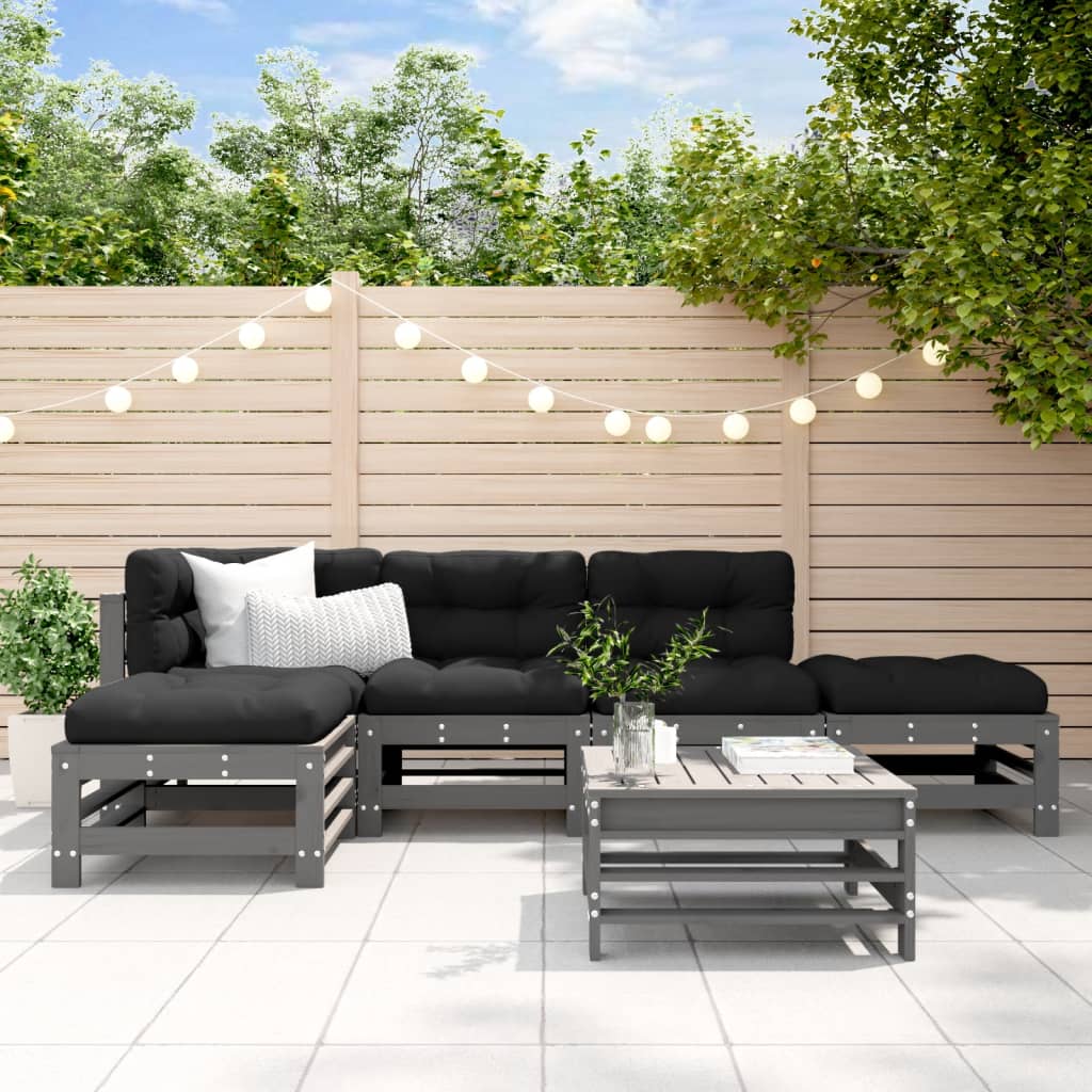 6 Piece Garden Lounge Set Solid Wood Douglas