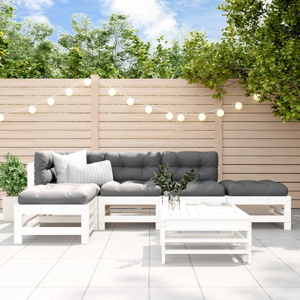 6 Piece Garden Lounge Set Solid Wood Pine