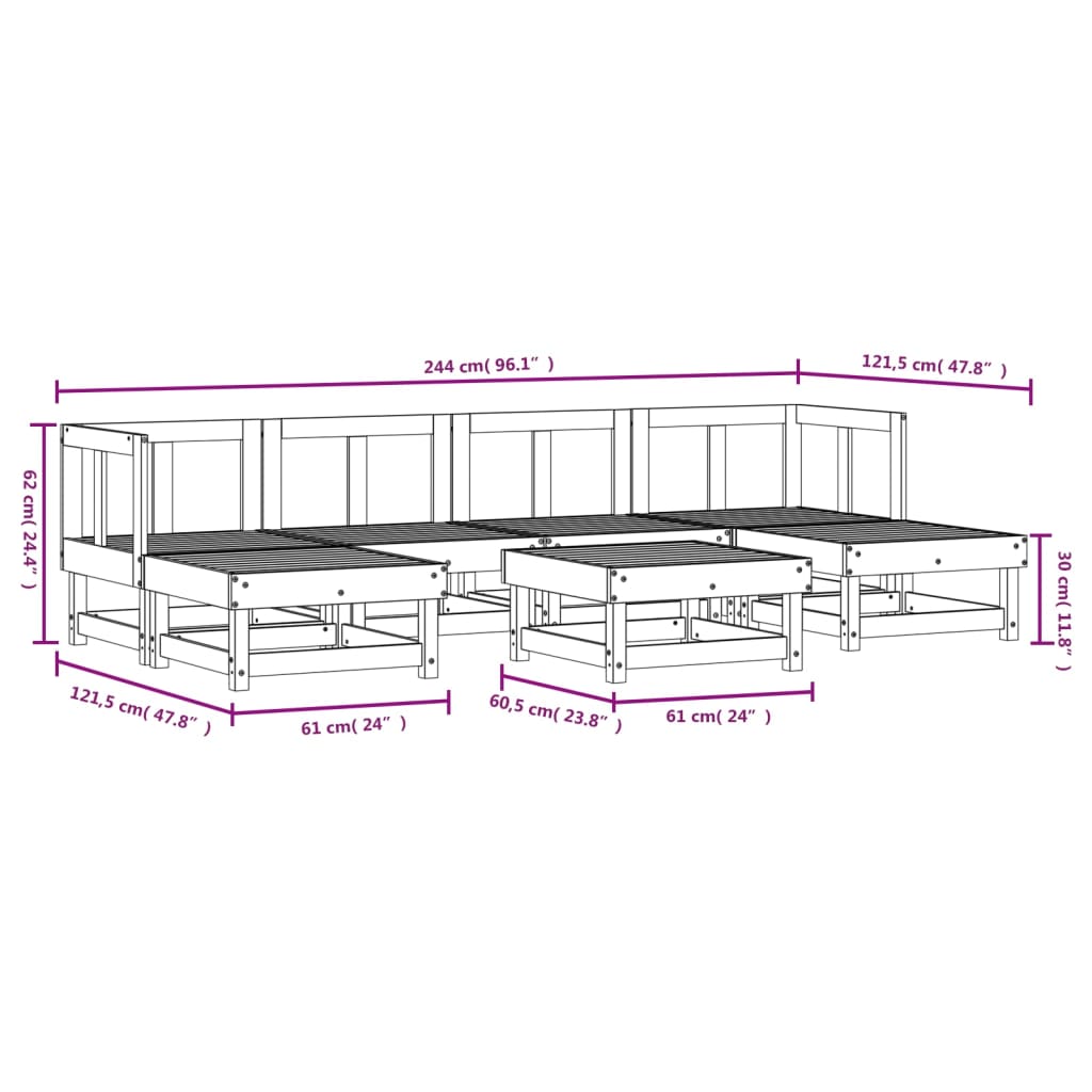 7 Piece Garden Lounge Set Solid Wood Douglas