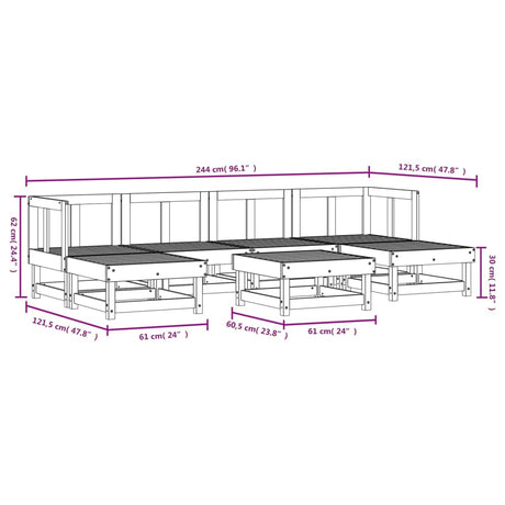 7 Piece Garden Lounge Set Solid Wood Douglas