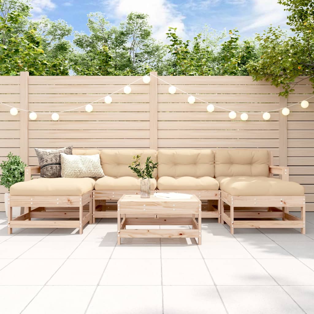 7 Piece Garden Lounge Set Honey Brown Solid Wood Pine