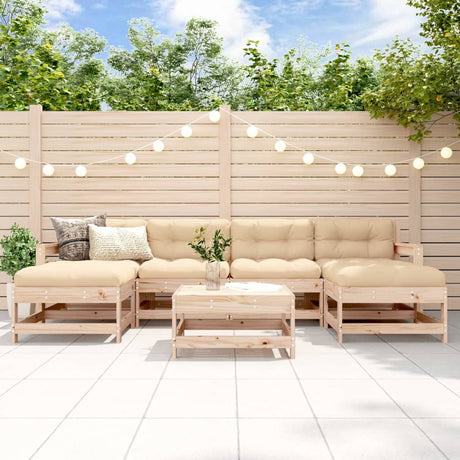 7 Piece Garden Lounge Set Honey Brown Solid Wood Pine