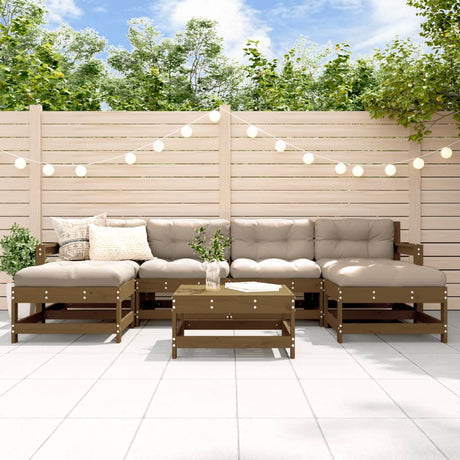 7 Piece Garden Lounge Set Solid Wood Pine