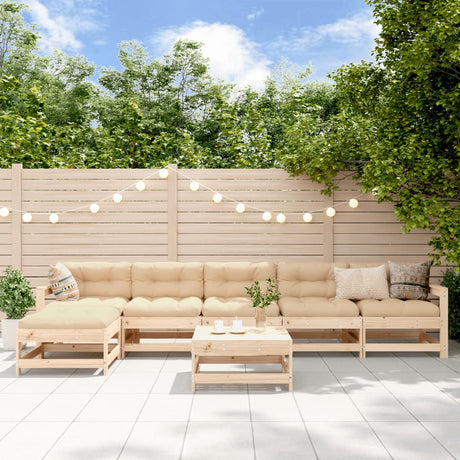 7 Piece Garden Lounge Set White Solid Wood Pine