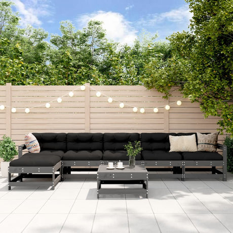 7 Piece Garden Lounge Set White Solid Wood Pine