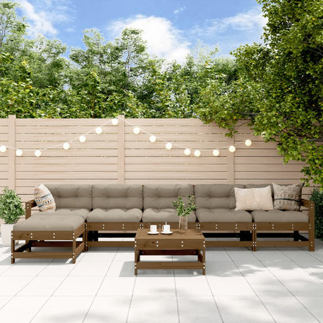 7 Piece Garden Lounge Set White Solid Wood Pine