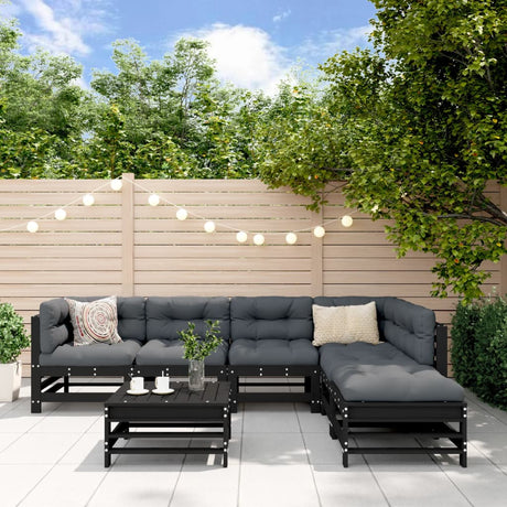 7 Piece Garden Lounge Set Grey Solid Wood Pine
