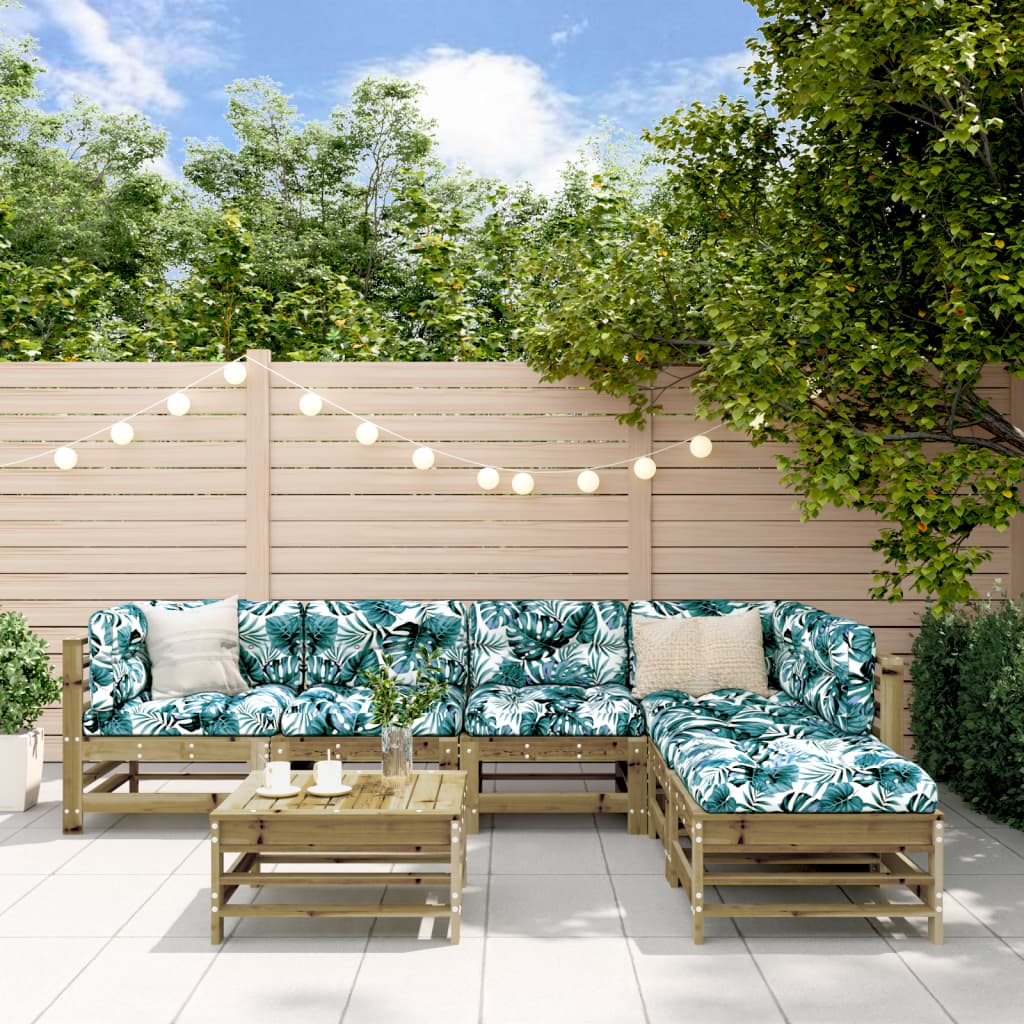 7 Piece Garden Lounge Set Grey Solid Wood Pine