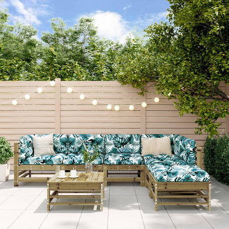 7 Piece Garden Lounge Set Grey Solid Wood Pine