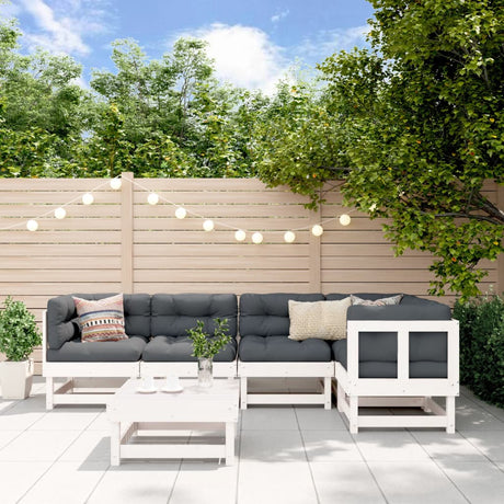 6 Piece Garden Lounge Set Black Solid Wood Pine