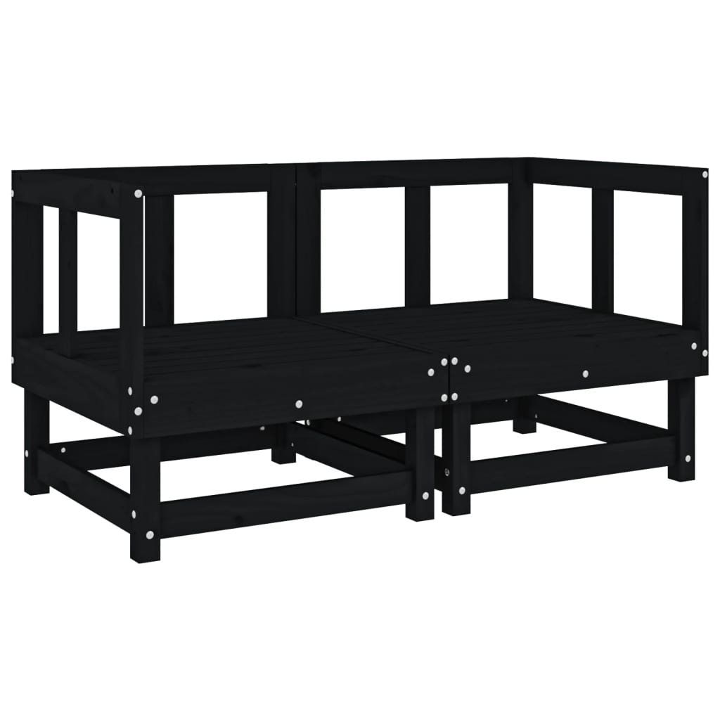 6 Piece Garden Lounge Set Black Solid Wood Pine