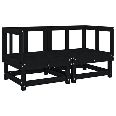 6 Piece Garden Lounge Set Black Solid Wood Pine