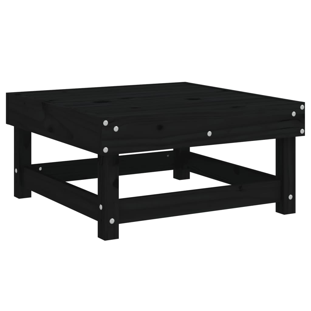 6 Piece Garden Lounge Set Black Solid Wood Pine