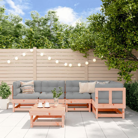 6 Piece Garden Lounge Set Black Solid Wood Pine