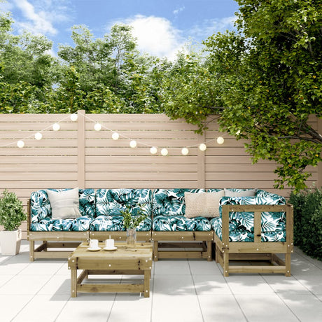 6 Piece Garden Lounge Set Black Solid Wood Pine