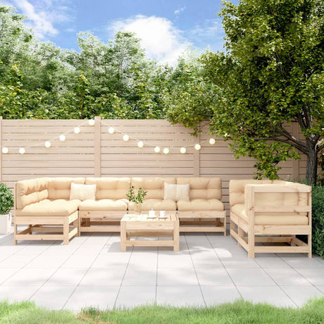 8 Piece Garden Lounge Set Grey Solid Wood Pine