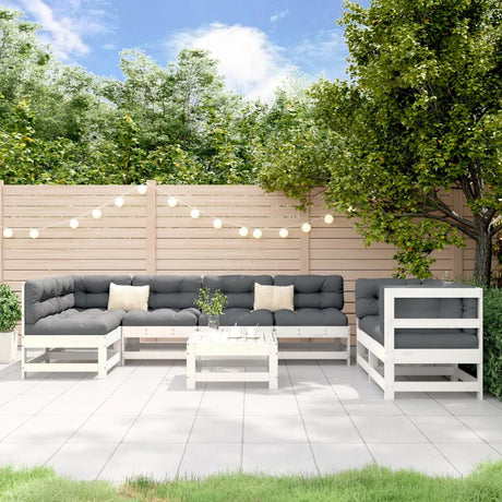 8 Piece Garden Lounge Set Grey Solid Wood Pine